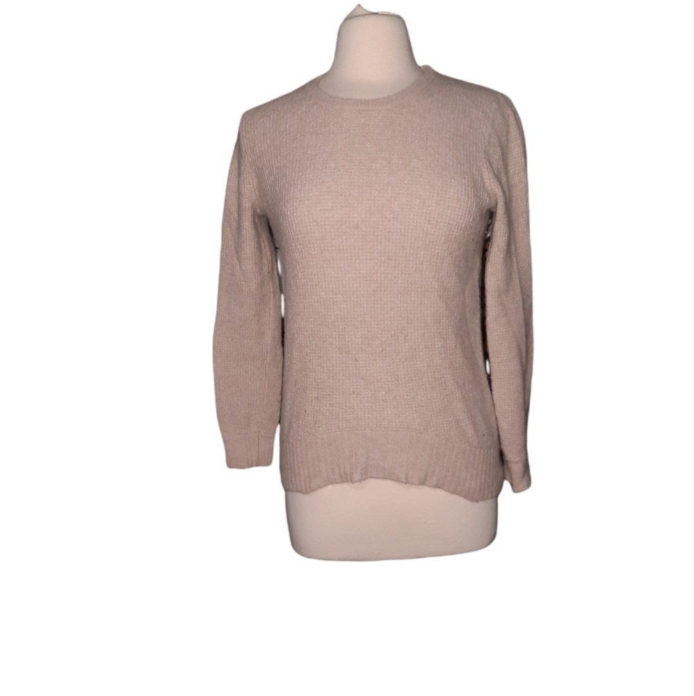 J.Crew XXS Thermal Shirt Alpaca Wool Blend Sweater Beige Nude Crew Neck Long